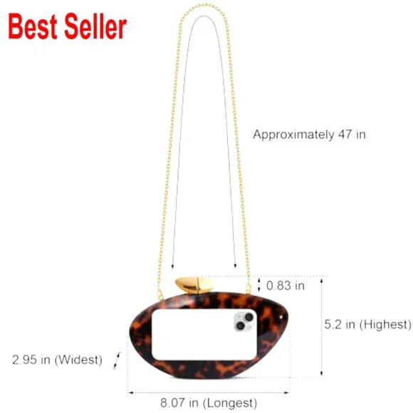 Acrylic Shell Clutch Purse with Magnetic Closure for Evening Events - Picture 6 of 7